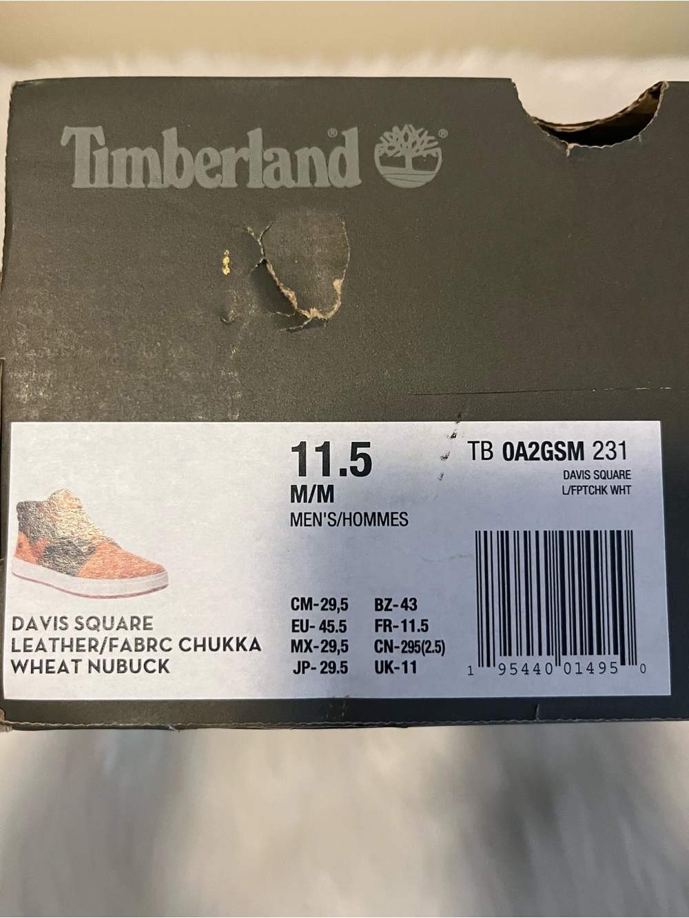 Timberland Davis Square Chukka Boots Men’s 11.5 Wheat Leather & Fatigue Camo New - Picture 11 of 11